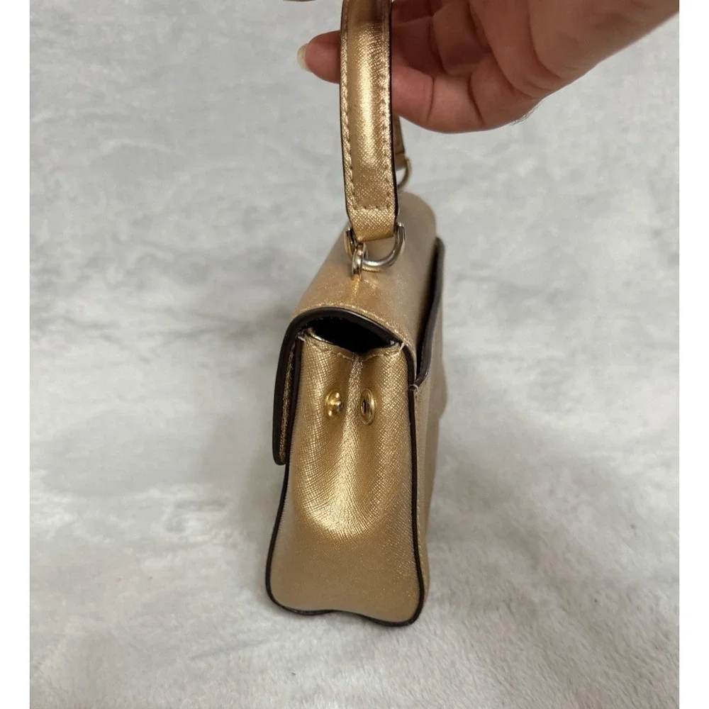 Michael Kors Small Ava Small Mini Satchel Bag Metallic Gold Purse Handbag